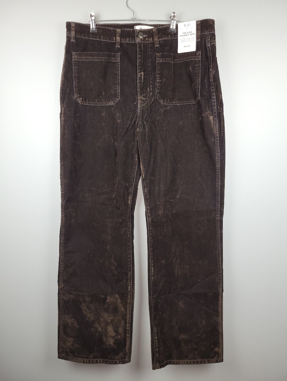 NWT Madewell Size 31 Brown Velvet Cleo Straight-Leg Jeans - Picture 5 of 8